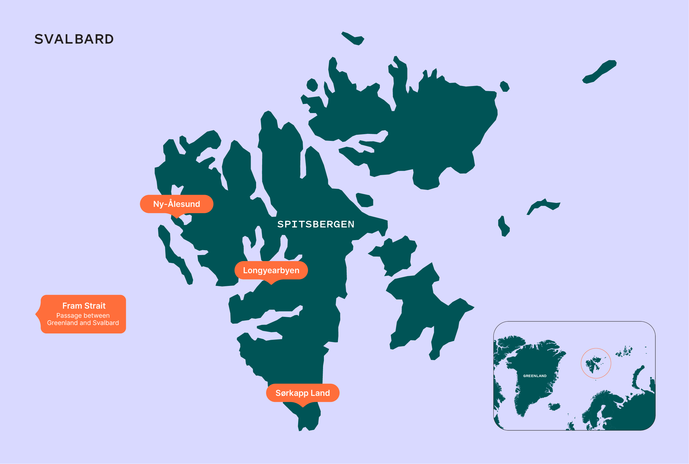 A map of Svalbard.